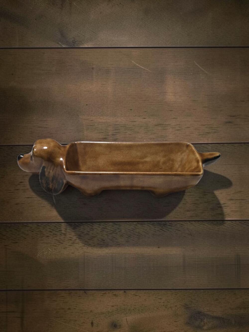 Vintage Ceramic Dachshund Dish weiner dog trinket planter storage pottery